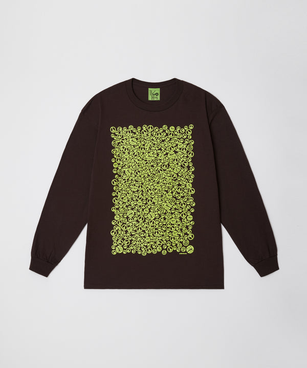 PEACE & POISON L/S TEE  - BROWN × F,YELLOW / DRT-03LS