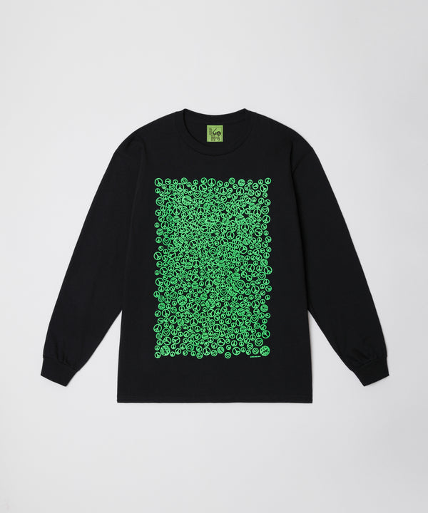 PEACE & POISON L/S TEE  - BLACK × F,GREEN / DRT-03LS